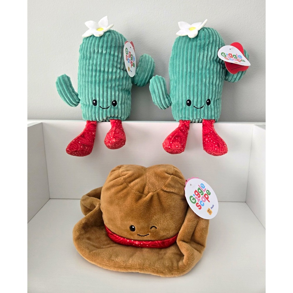 Target Giggle Scape Cactus and Cowboy Hat Plush Lot of 3